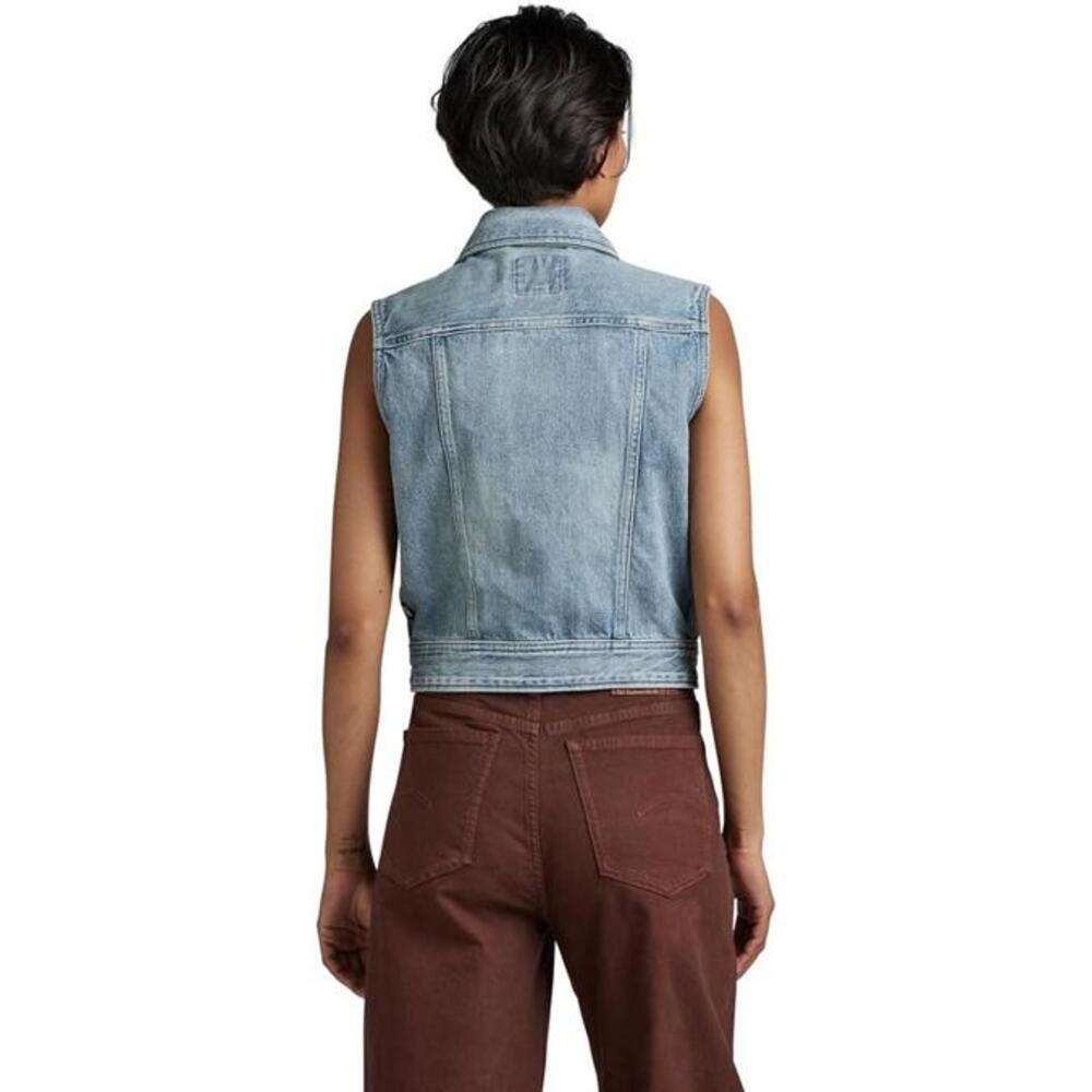 NWT G-Star RAW Women’s Slim Denim Vest Sun Faded Air Force Blue Size Small - Picture 2 of 7
